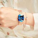 LIGE Top Luxury Crystal Women's Watch: Waterproof Quartz Bracelet, Fashionable Clock with Gift Box