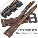 Genuine Cowhide Leather Watchbands – Watch Straps for Men and Women in Blue, Yellow, Red, and Brown, Available in 20mm, 22mm, 24mm, 26mm