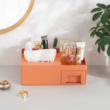 Versatile Office Organizer: Ideal for Living Room Coffee Tables, with Multi-Grid Paper Dispenser and Cosmetic Storage