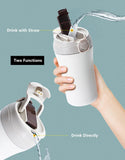 400ml Double-Walled Stainless Steel Coffee Mug with Straw – Portable Car Thermos Travel Cup | Thermal Mug Gift