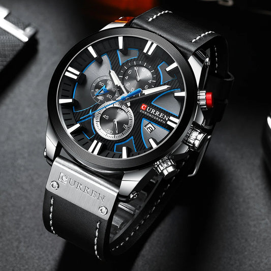 CURREN Men's Top Brand Luxury Leather Quartz Watch: Sporty, Waterproof, Male Timepiece - Relogio Masculino