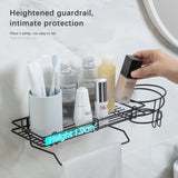 Multi-Purpose Wrought Iron Wall-Mounted Storage Rack for Bathroom: Organize Toiletries, Towels, and Hair Dryer