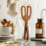 Wooden Bamboo Kitchen Tongs: Versatile Utensil for Handling Salad, Steak, Bacon, Bread, and Cake during BBQ