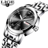 LIGE Ladies' Fashion Watch: Top Brand Luxury Stainless Steel Sport Quartz Watch with Calendar, Waterproof Bracelet Design