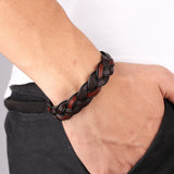 Men's Fashion Braided Brown Leather Bracelet – Stainless Steel Magnetic Clasp | Charm Bangle Wristband Gift