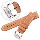 Genuine Cowhide Leather Watch Straps – 20mm/22mm Bands in Black, Blue, Gray, Brown for Men and Women