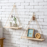 Wooden Hanging Planter Tray: Wall-Mounted Shelf, Minimalist Design for Indoor/Outdoor Display