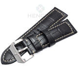 Genuine 24mm Leather Watchbands for Women in Brown and Black, Metal Pin Buckle Strap, Watch Accessories