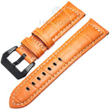 Handmade Retro Genuine Leather Watchband – 22mm/24mm Strap with Stainless Steel Buckle for Men and Women