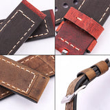 Retro Handmade Cowhide Leather Watchband, Available in 5 Colors for Men and Women, Stainless Steel Buckle, 22mm and 24mm Sizes