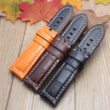 Retro Handmade Genuine Leather Watchbands – 22mm/24mm Double Thread Stitching Straps for Men’s Wristwatches