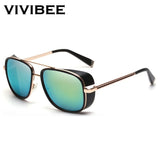 VIVIBEE 2024 Trending Tony Stark Men Sunglasses Vintage Designer Red Lens Sun Glasses Women  Retro Square Shades