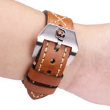 Italy Genuine Leather Watch Strap: 22mm, 24mm Thick Women's Watchband Belt with Stainless Steel Buckle Clasp