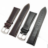 Vintage Genuine Leather Watch Straps for Men – 22mm and 24mm Bands with Brushed Stainless Steel Buckle