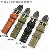 Italian Authentic Leather Watchband Bracelet, Thick Strap with Metal Buckle, Sizes 24mm, 22mm, 20mm, Clasp Accessories