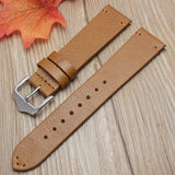 Elegant Handmade Retro Leather Watch Strap – Genuine Leather Band for Men & Women | 18mm, 20mm, 22mm Silver Polished Buckle