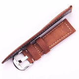 Italian Genuine Leather Watchbands, 22mm and 24mm, in Black, Yellow, and Brown, with Screw-In Buckle