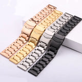 Stainless Steel Watch Strap- Metal Link Straps in Blue, Black, and Gold, Available in 18mm, 20mm, 22mm, and 24mm, Watch Accessories