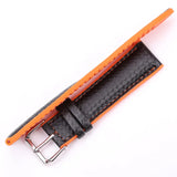 Leather and Rubber Watchbands - Unisex Yellow, Orange, and Black Straps, Available in 18mm, 20mm, and 22mm with Pin Buckle