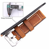 Retro Handmade Cowhide Leather Watchband, Available in 5 Colors for Men and Women, Stainless Steel Buckle, 22mm and 24mm Sizes