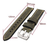 Italian Authentic Leather Watchband Bracelet, Thick Strap with Metal Buckle, Sizes 24mm, 22mm, 20mm, Clasp Accessories