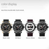 SMAEL Men's Leather Quartz Watch, Digital LED Army Military Sports Wristwatch with Jewelry Bracelet