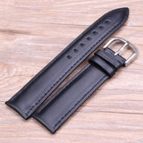 Genuine Leather Watchband – Smooth Black and Brown Straps in Sizes 18mm, 19mm, 20mm, 21mm, 22mm, and 24mm | Men’s and Women’s Bracelet with Silver or Gold Metal Pin Buckle