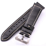 Genuine Leather Watchbands for Men, 22mm and 24mm, in Black, Brown, and Orange, with Retro Brushed Buckle