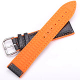 Leather and Rubber Watchbands - Unisex Yellow, Orange, and Black Straps, Available in 18mm, 20mm, and 22mm with Pin Buckle