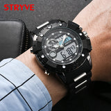 STRYVE Men's Fashion Gold Luxury Sports Watch, Multifunction Quartz Analog Military Digital Wristwatch for Men