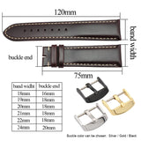 Genuine Leather Watch Strap – Black & Dark Brown Bands for Men & Women | 18mm to 24mm with Polished Buckle