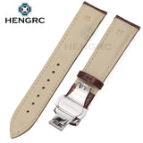 Durable Genuine Leather Watchbands for Men and Women, 20mm and 22mm, High-Quality Strap with Deployment Clasp Accessories