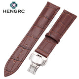 Durable Genuine Leather Watchbands for Men and Women, 20mm and 22mm, High-Quality Strap with Deployment Clasp Accessories