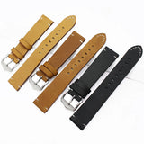 Premium Genuine Cowhide Leather Watch Strap – Black & Dark Brown Bands for Men & Women | 18mm, 20mm, 22mm with Stainless Steel Silver Polished Buckle