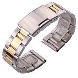 Unisex Stainless Steel Watch Band – Metal Straight End Bracelet in Gold, Silver, Black | Replacement Strap for Wristwatches