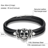 Black Genuine Leather Bracelet for Men – Interlocking Design with Clown Pattern | Happy & Unique Birthday Party Jewelry Gift