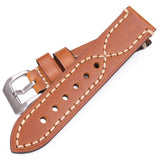 Handcrafted Genuine Leather Watchbands for Men and Women, Available in Black, Brown, Green, and Gray, 22mm 24mm Thick Strap with Steel Buckle