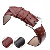 Smooth Genuine Cowhide Leather Watchband – Soft Black & Brown Strap for Men & Women | 18mm to 24mm Watch Bracelet Accessory