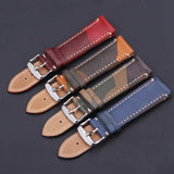 Premium Cowhide Watchbands: Camouflage Vintage Genuine Leather, Available in 18mm, 20mm, 22mm Sizes for Men and Women