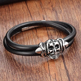 Black Genuine Leather Bracelet for Men – Interlocking Design with Clown Pattern | Happy & Unique Birthday Party Jewelry Gift