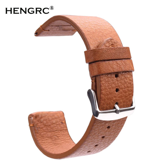 Vintage Genuine Leather Watchbands – Dark Brown Smooth Strap with Stainless Steel Pin Buckle in 18mm, 20mm, 22mm