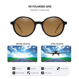 Trendy Round Polarized Sunglasses for Women: Lightweight Oval-shaped Plastic Frames, Ideal for Driving with UV400 Protection