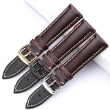 Genuine Leather Watch Strap – Black & Dark Brown Bands for Men & Women | 18mm to 24mm with Polished Buckle