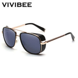 VIVIBEE 2024 Trending Tony Stark Men Sunglasses Vintage Designer Red Lens Sun Glasses Women  Retro Square Shades