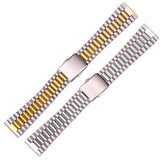 Women's Stainless Steel Bracelet Watchbands - Silver & Gold Double Clasp Straps, 12mm to 20mm Sizes