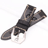 Italy Genuine Leather Watch Strap: 22mm, 24mm Thick Women's Watchband Belt with Stainless Steel Buckle Clasp