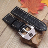 Retro Handmade Genuine Leather Watchbands – 22mm/24mm Double Thread Stitching Straps for Men’s Wristwatches