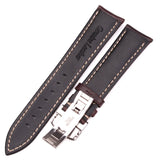 Vintage Genuine Leather Watch Band – Dark Brown Smooth Strap for Men & Women | 18mm to 24mm with Metal Butterfly Deployment Clasp