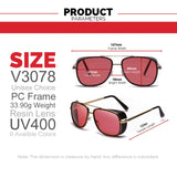 VIVIBEE 2024 Trending Tony Stark Men Sunglasses Vintage Designer Red Lens Sun Glasses Women  Retro Square Shades