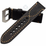 Italian Genuine Leather Watch Strap for Men and Women, Thick Cowhide Band with Metal Buckle, Available in 20mm, 22mm, 24mm